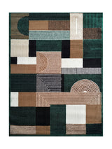 Tapis d'Entrée Géométrique Vert & Marron - Valore