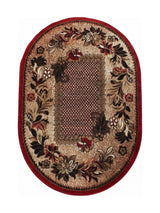 Tapis d'Entrée Ovale Oriental Rouge & Beige - Valore