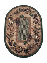 Tapis d'Entrée Ovale Oriental Vert & Beige - Valore