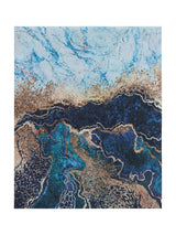 Tapis de Cuisine Design Bleu Doré - Terrazzo