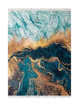Tapis Lavable Design Vert Doré - Terrazzo N°2