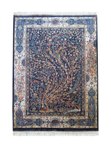 Tapis Persan en Soie Bleu Marine - Samara N°11