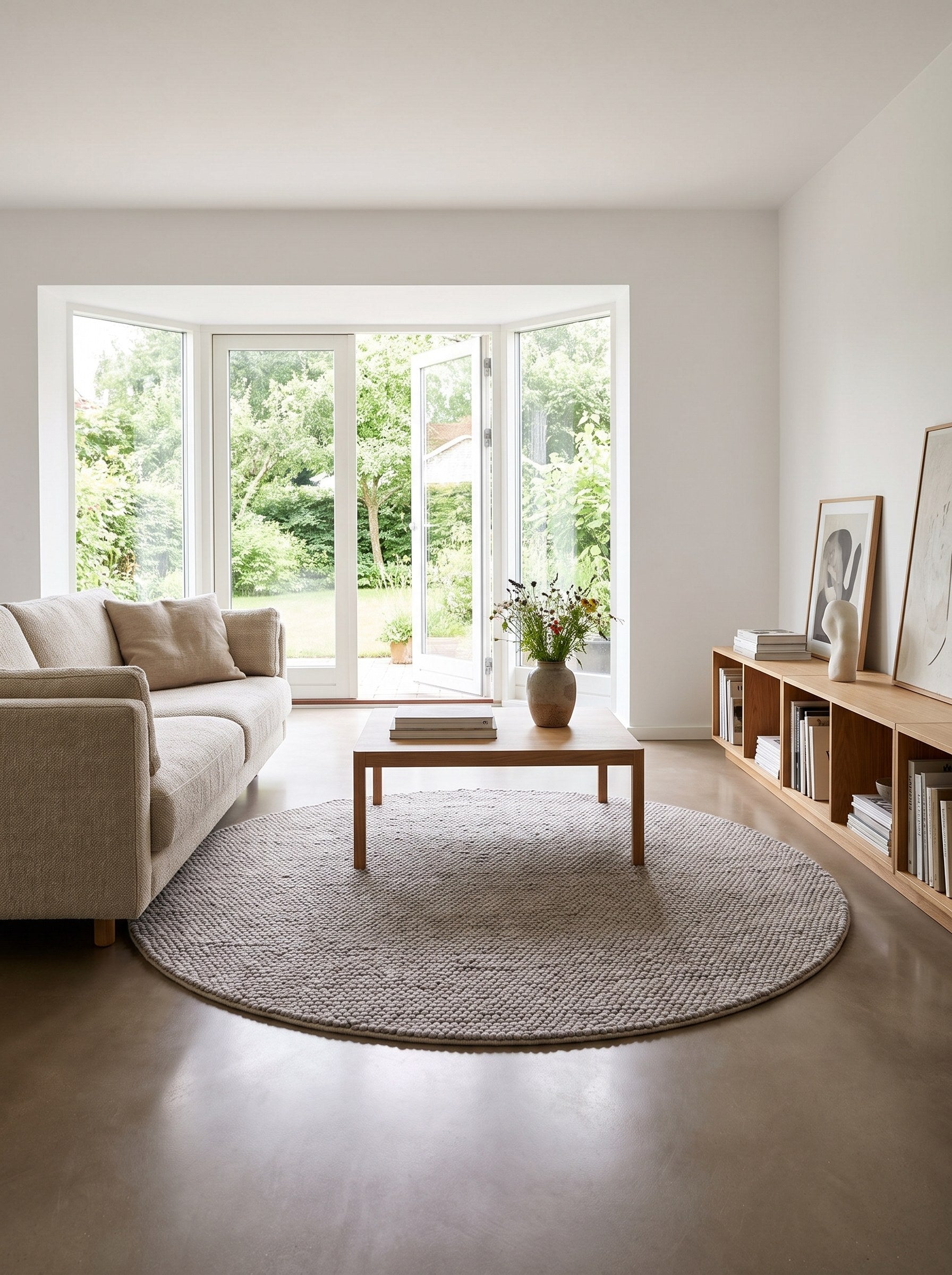 Wollteppich rund Taupe-Greige - Ciottolo