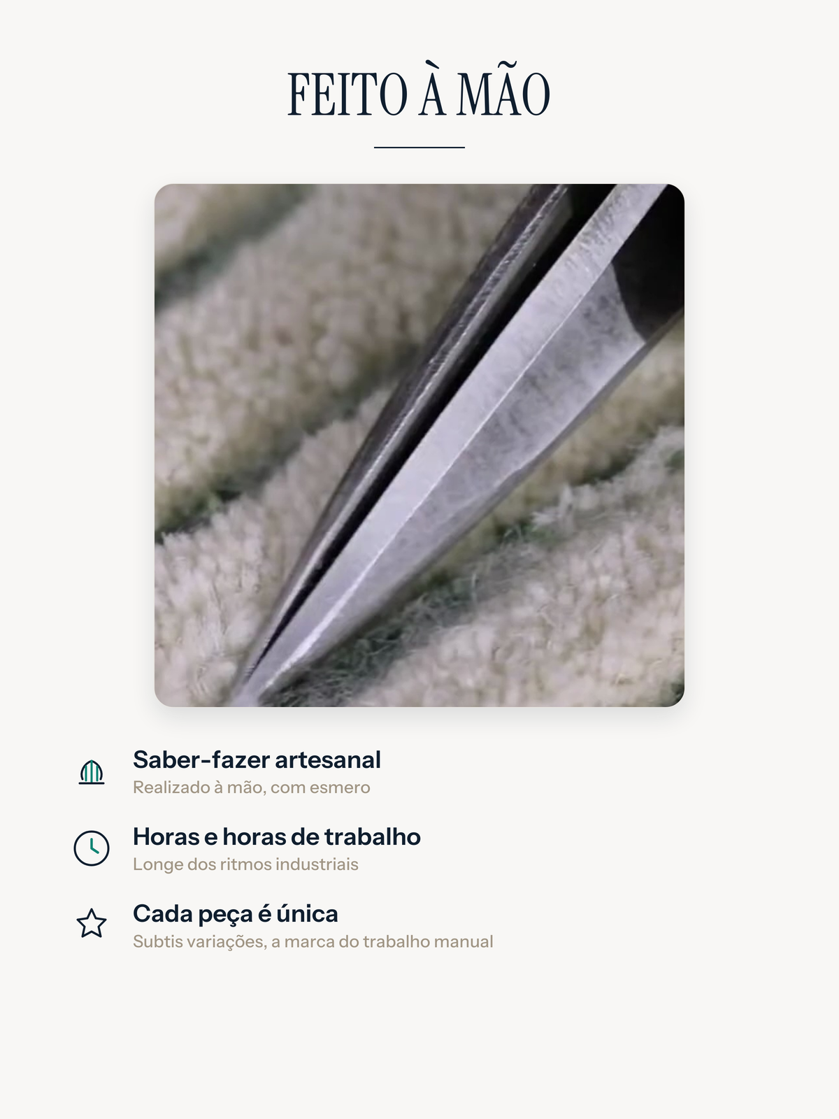 Tapete Casemira feito à mão, com acabamento à tesoura, saber-fazer artesanal e peça única
