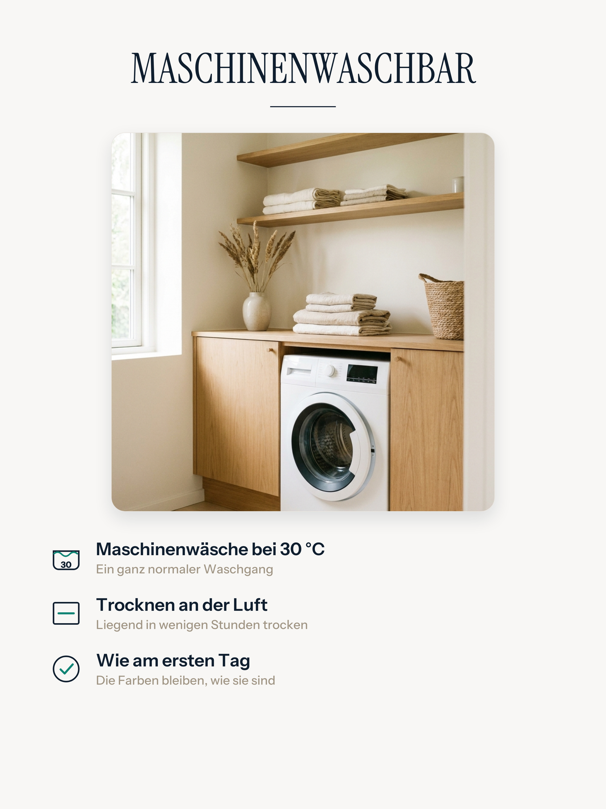 Casemira Teppich bei 30 °C in der Maschine waschbar, flach an der Luft trocknen, farbecht