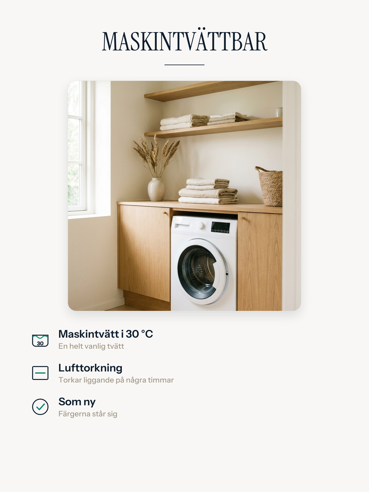 Casemira-matta som är maskintvättbar i 30 °C och lufttorkas liggande, med färger som står sig