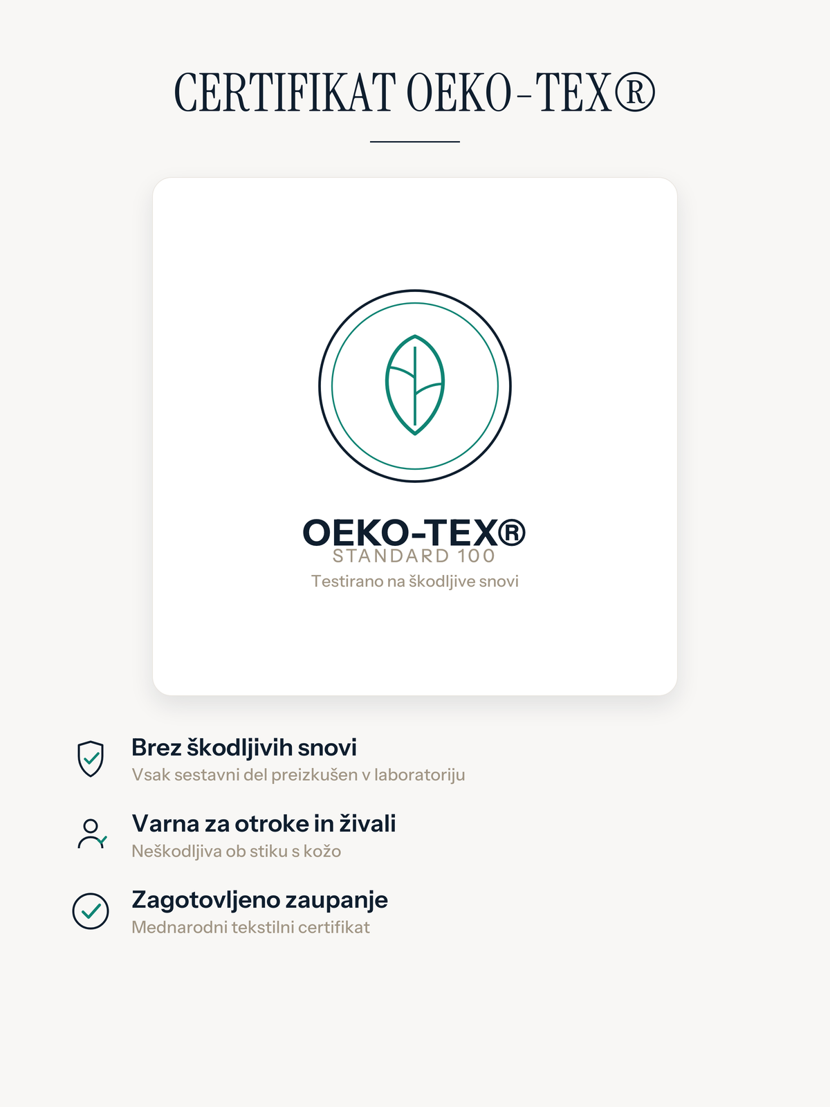 Preproga Casemira s certifikatom Oeko-Tex Standard 100, brez škodljivih snovi, varna za otroke in živali