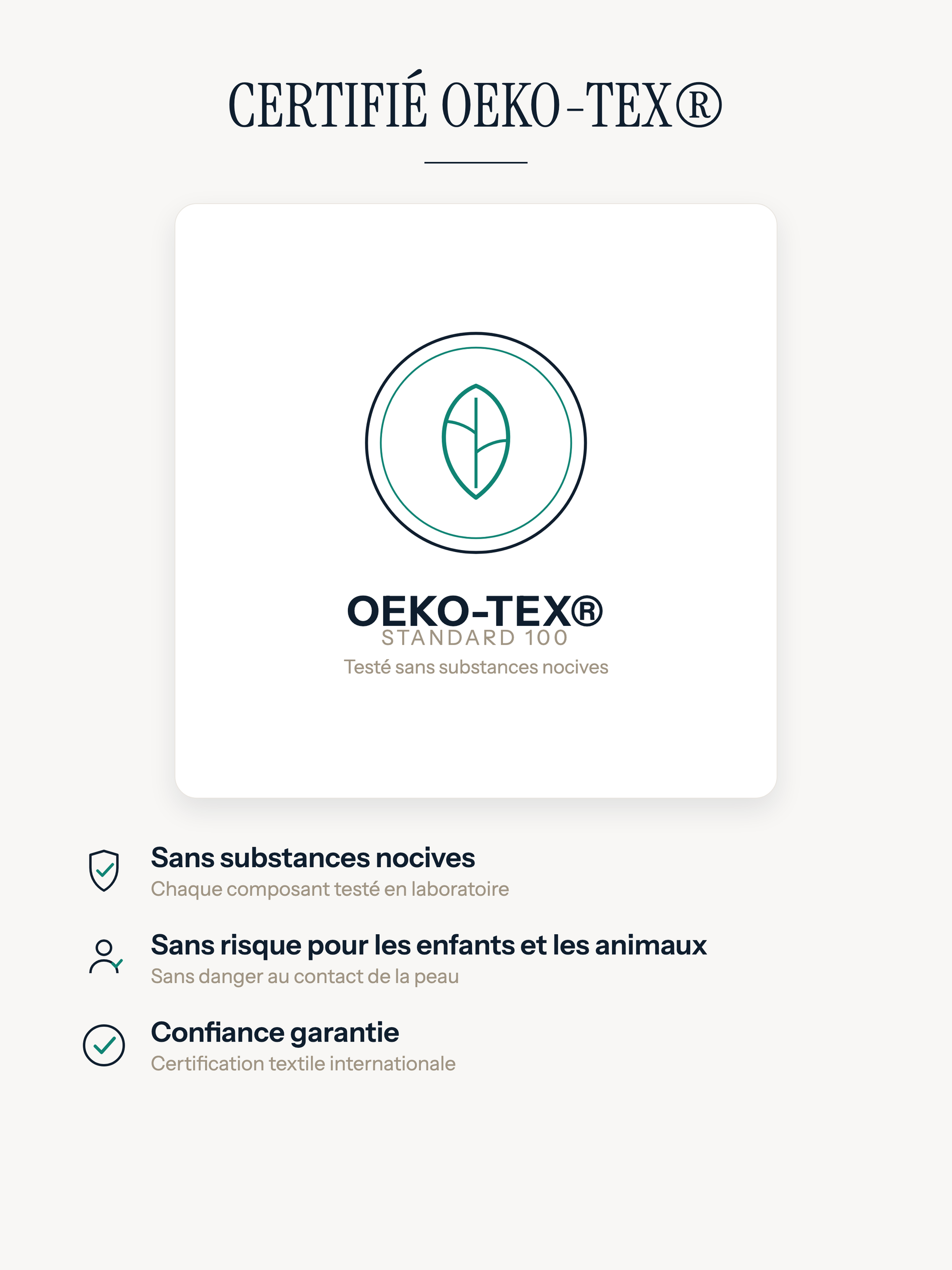 Tapis Casemira certifié Oeko-Tex Standard 100, sans substances nocives, sans risque pour enfants et animaux