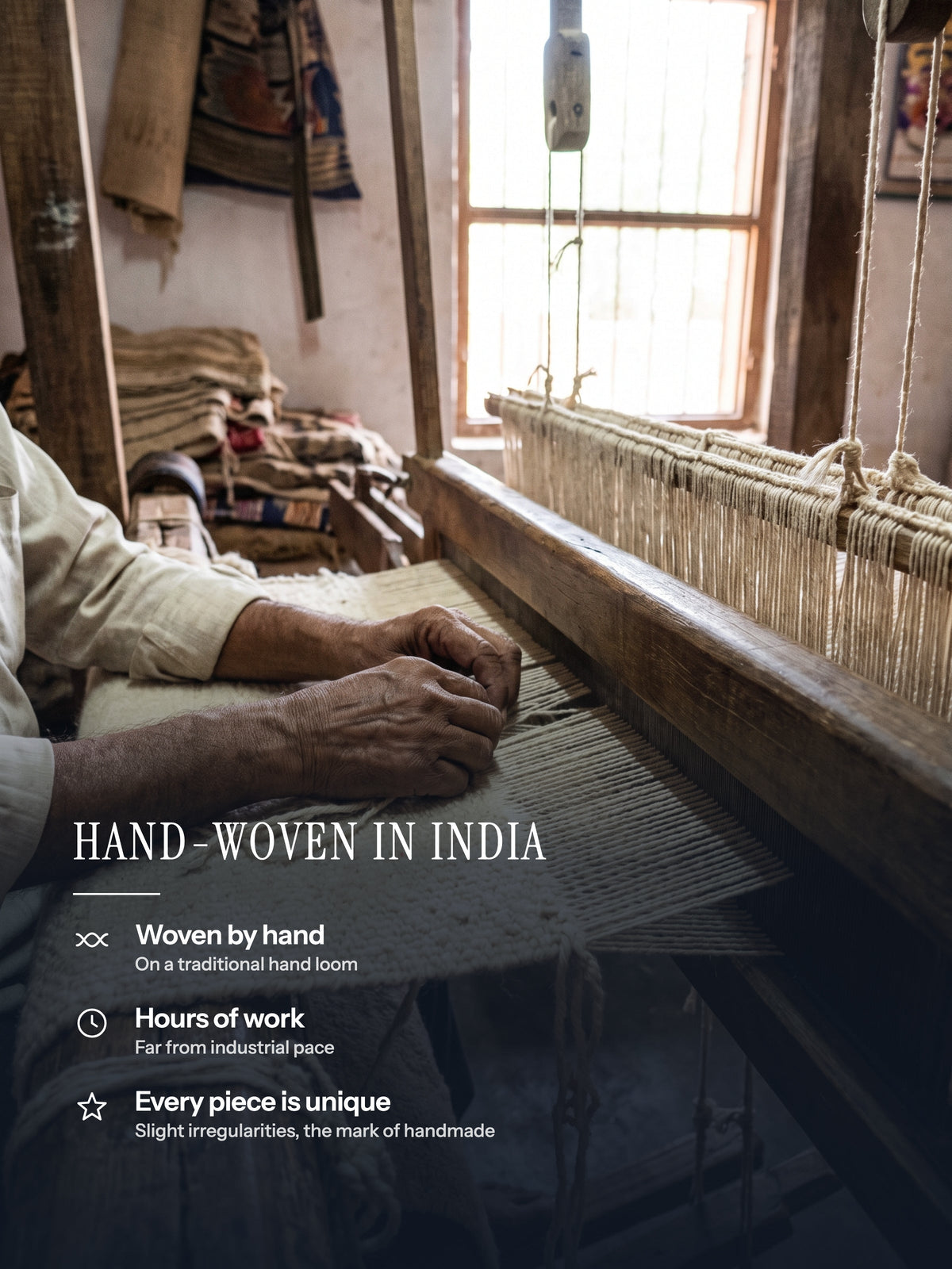 Casemira rug hand-woven in India, artisan craftsmanship and a one-of-a-kind piece