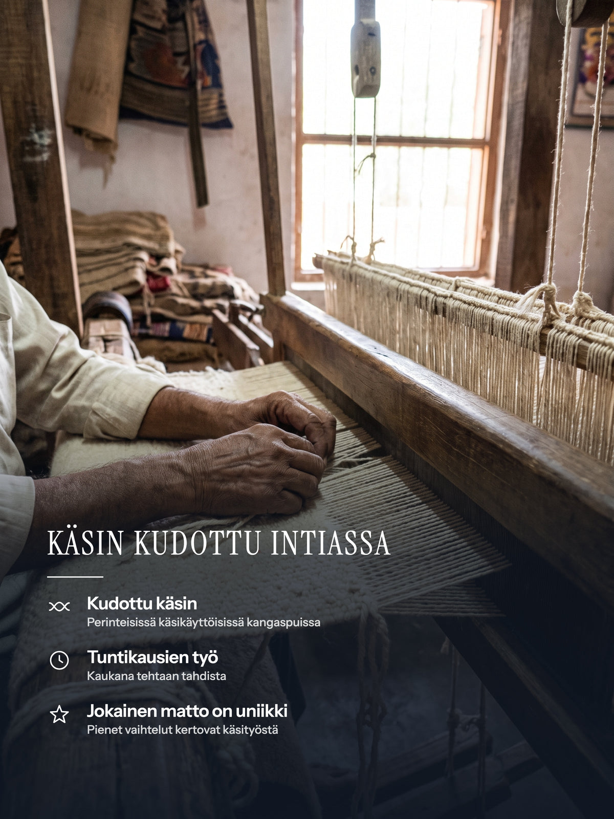 Intiassa käsin kudottu Casemira-matto: käsityöosaaminen ja uniikki kappale