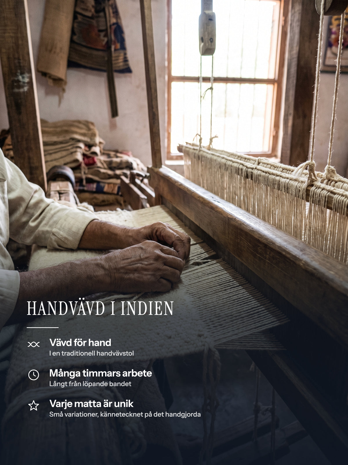 Casemira-matta handvävd i Indien, hantverkskunnande och unikt exemplar