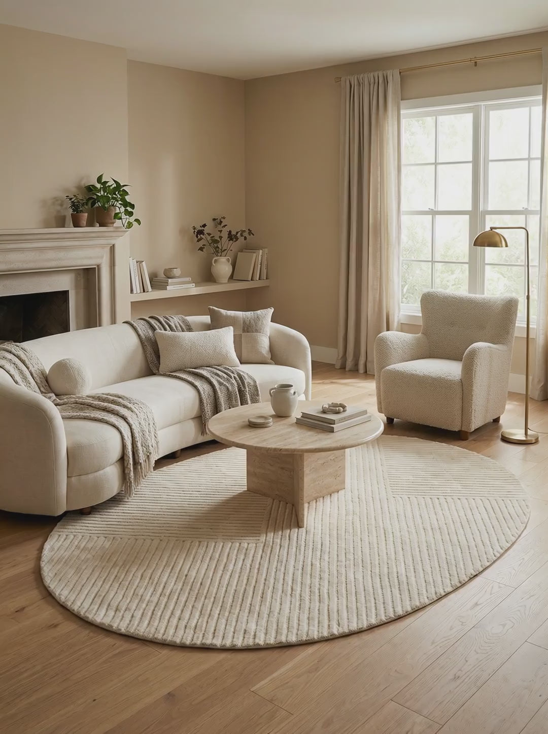 Charger la vidéo : Tapis Ovale Viscose Ivoire - Alpina