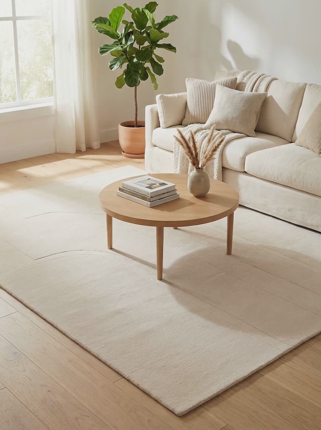 Charger la vidéo : Tapis 100% Laine Beige - Valais