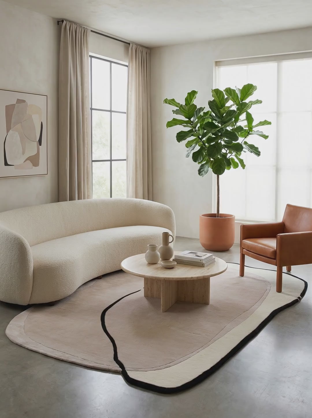 Charger la vidéo : Tapis Laine &amp; Tencel Beige - Pinta