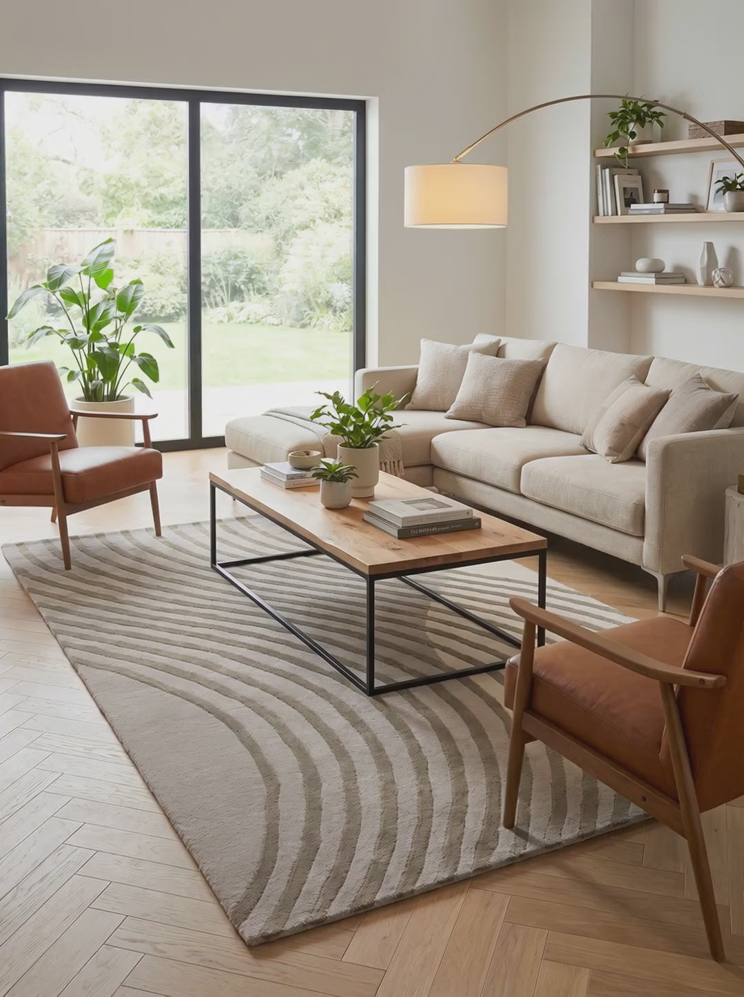 Charger la vidéo : Tapis Laine &amp; Viscose Taupe - Marea