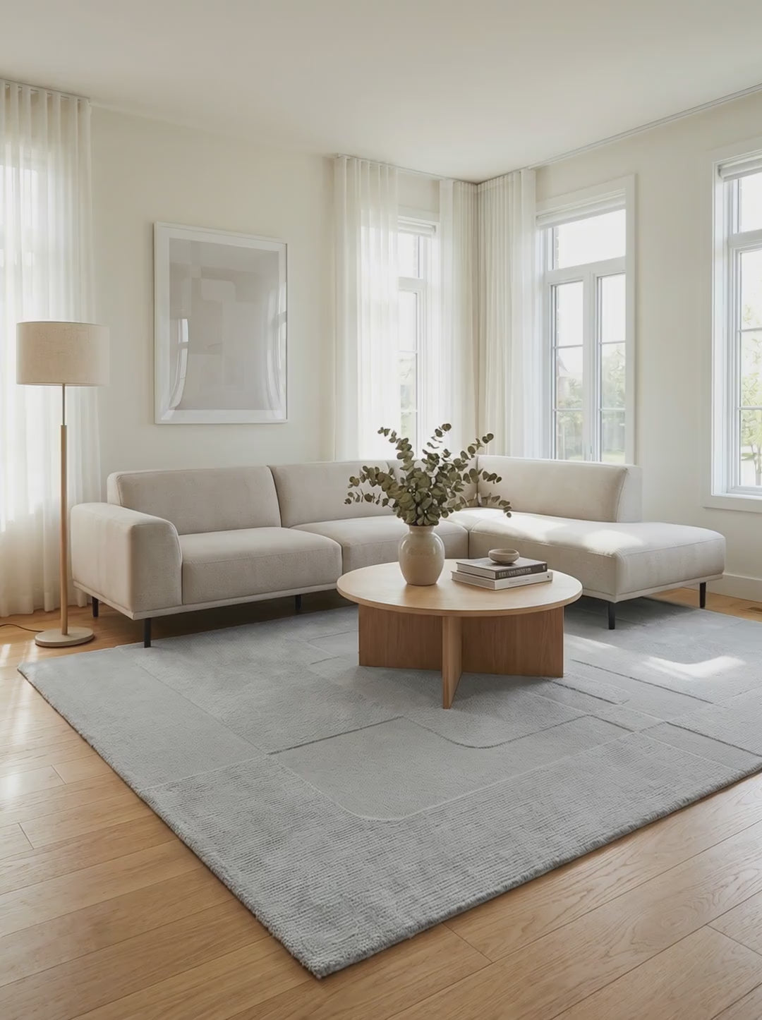 Charger la vidéo : Tapis 100% Laine Gris - Minho