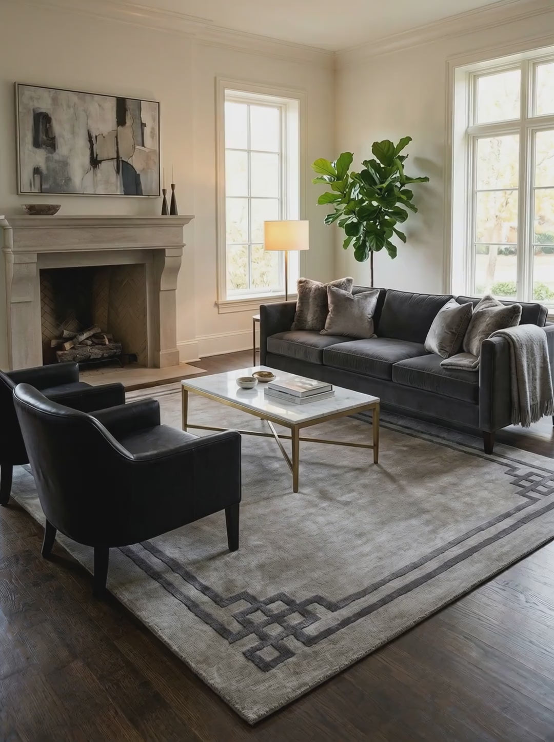 Charger la vidéo : Tapis Viscose Gris Pierre - Murano