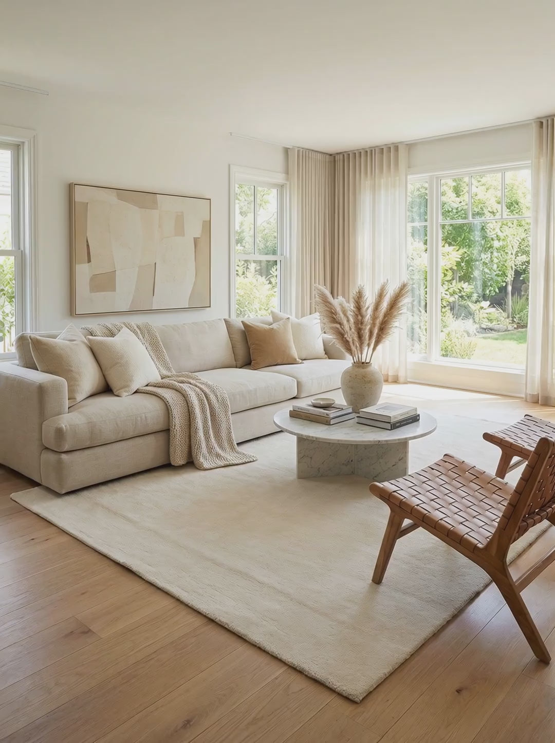 Charger la vidéo : Tapis 100% Laine Ivoire - Garda