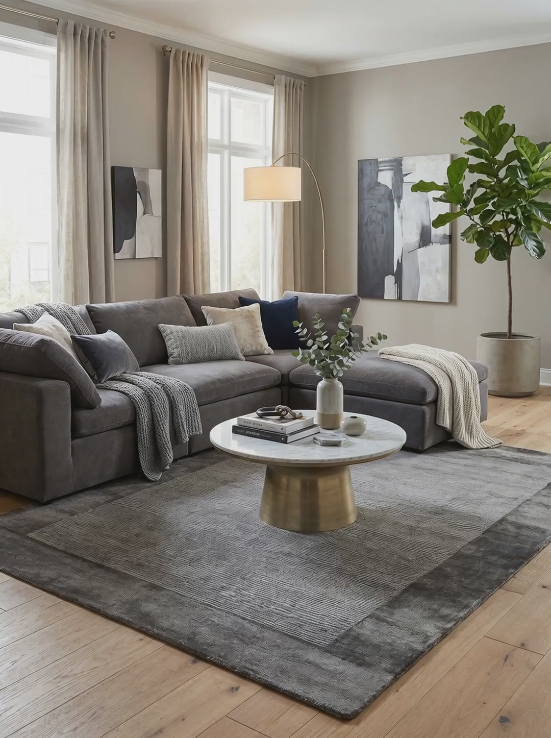 Charger la vidéo : Tapis Viscose Gris Acier - Arcadia