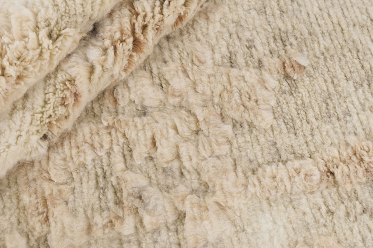 Tapis 100% Laine Beige Rosé - Cipria, détail du tissage