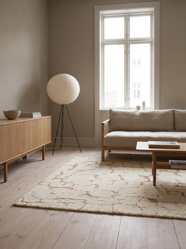 Tapis 100% Laine Crème et Terracotta - Argilla