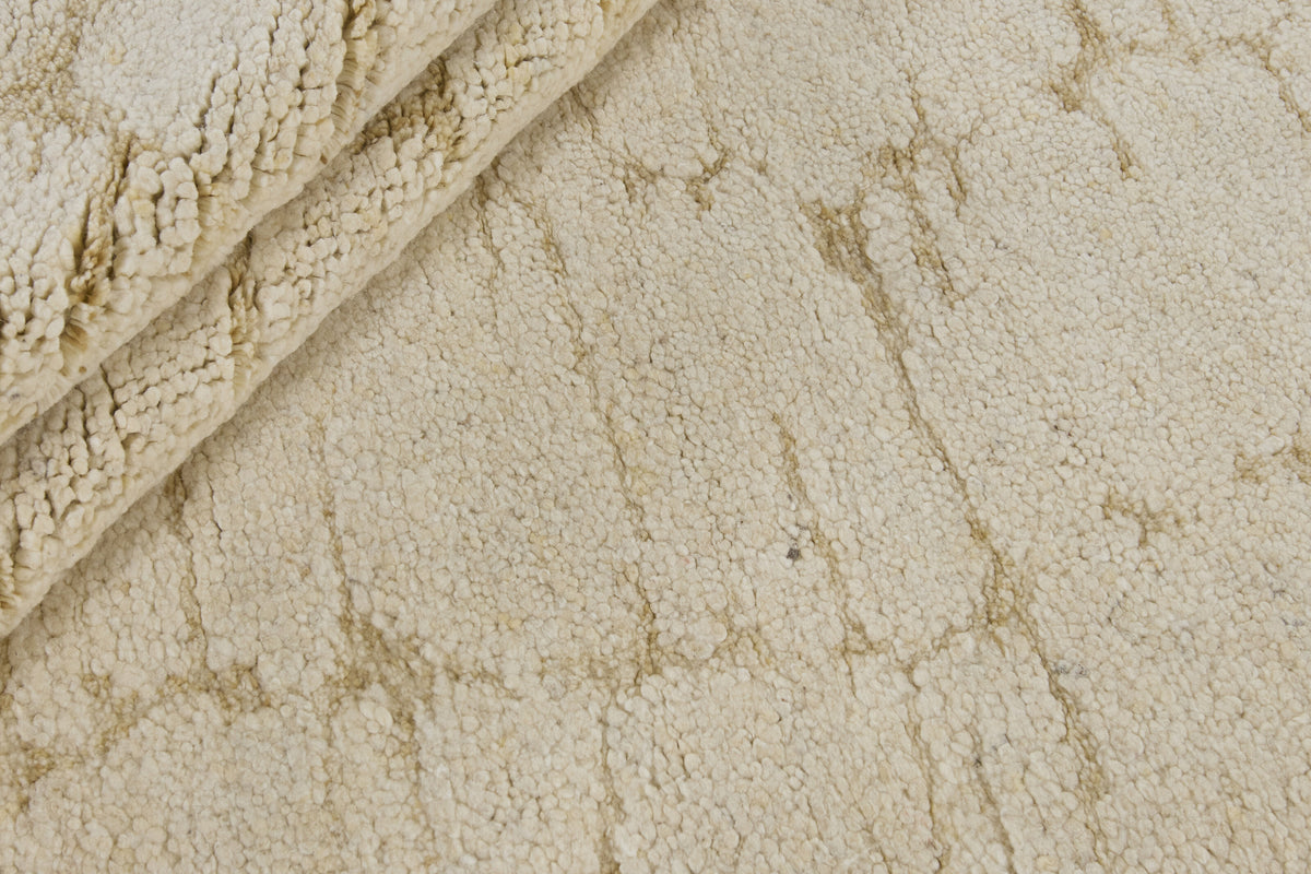 Tapis 100% Laine Crème et Sable - Calce, détail du tissage