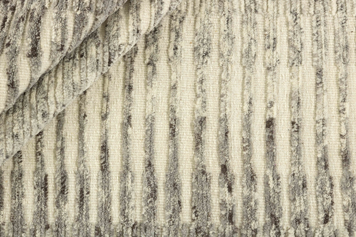 Tapis 100% Laine Ivoire et Gris - Sponda, détail du tissage