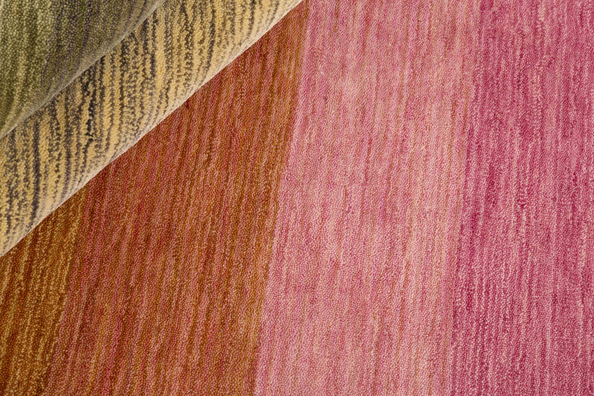 Wollteppich Rosa & Oliv - Orizzonte, Detail der Webstruktur