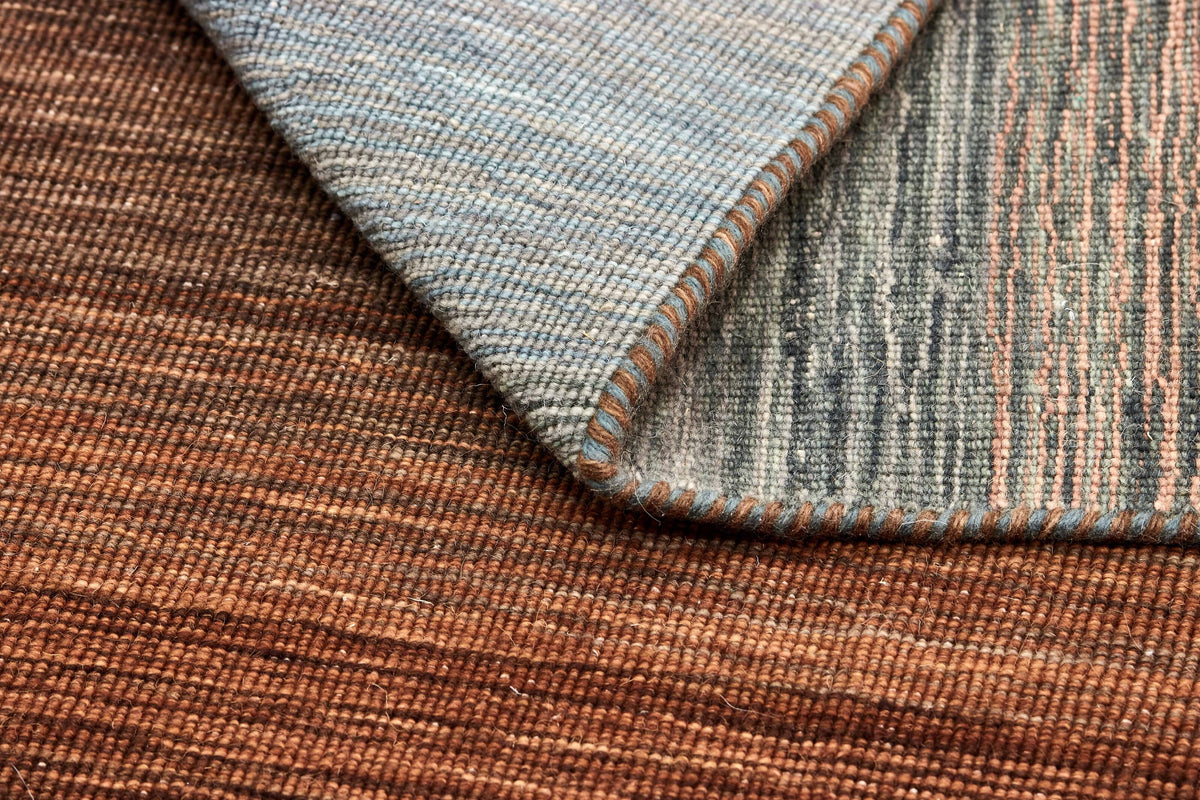 Wollteppich Rost & Blaugrau - Vespero, Nahaufnahme des Materials