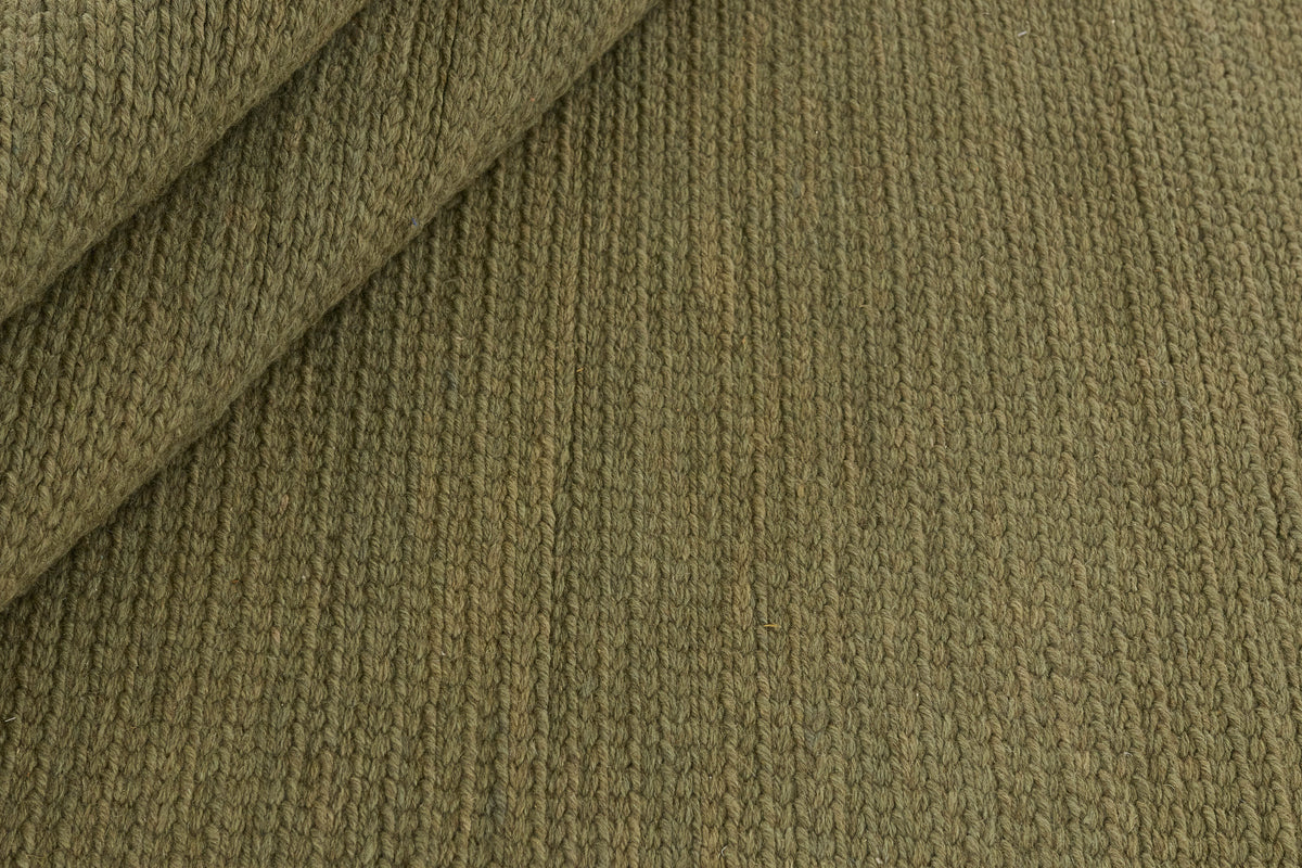 Wollteppich Olivgrün - Treccia, Nahaufnahme der Textur