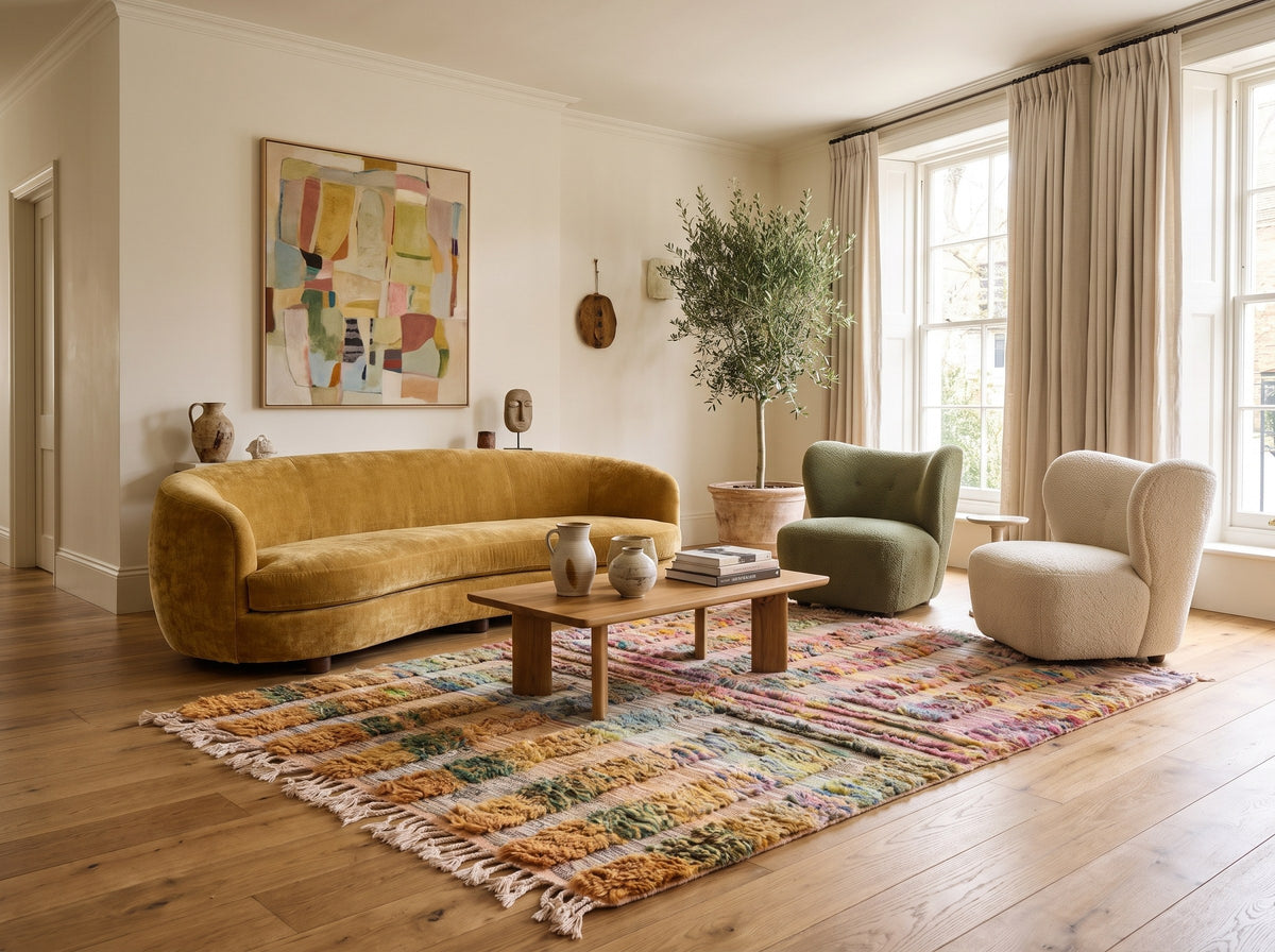 Style déco : intérieur de caractère. Ambiance : lumière naturelle. Pièce : salon