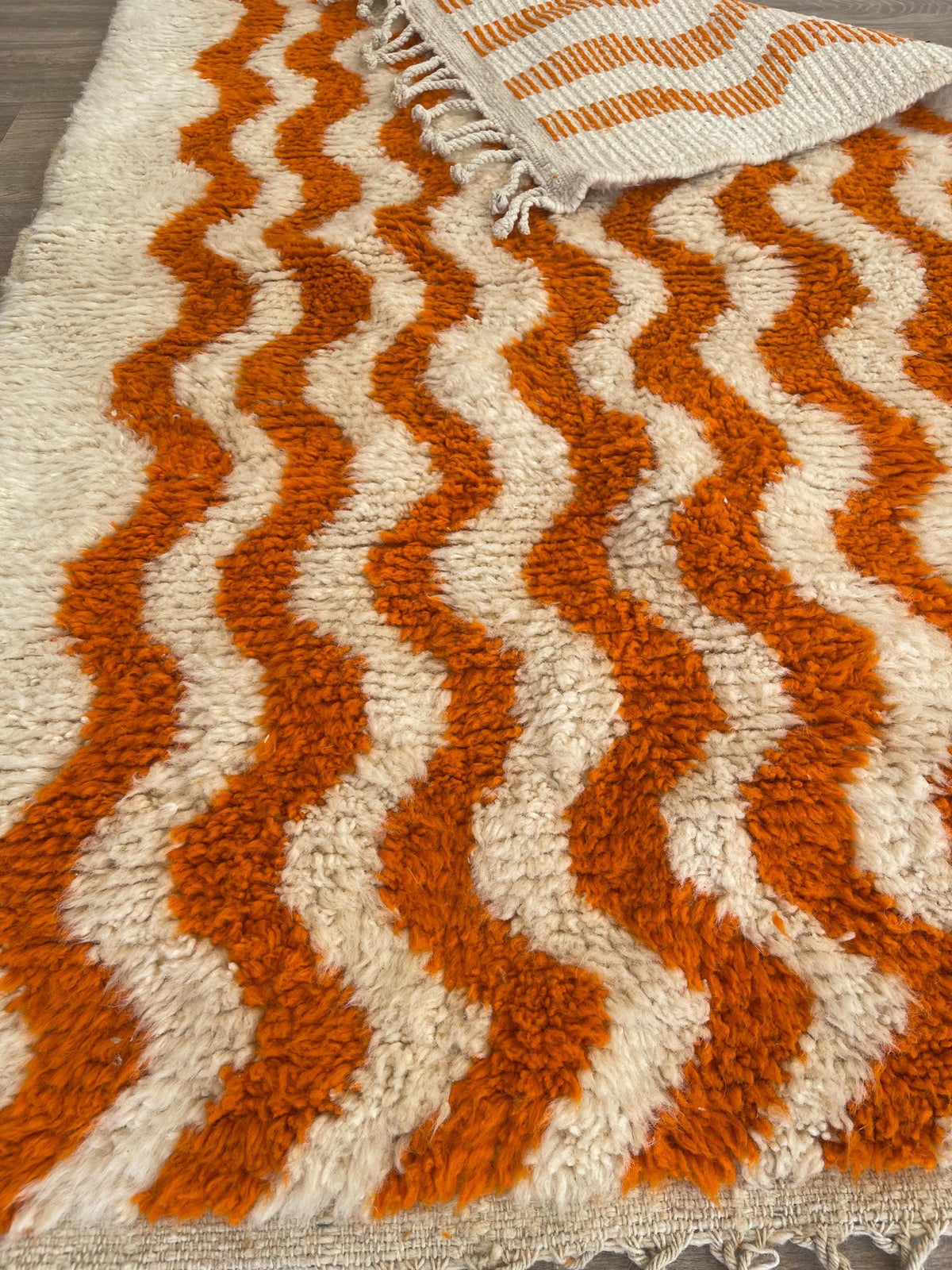 Close-up of the back of the Imider Berber rug, woven back showing the handwork