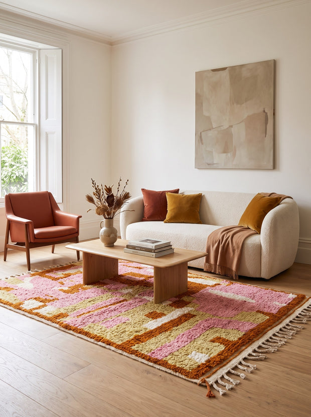 Tapis berbère coloré rose - Skoura