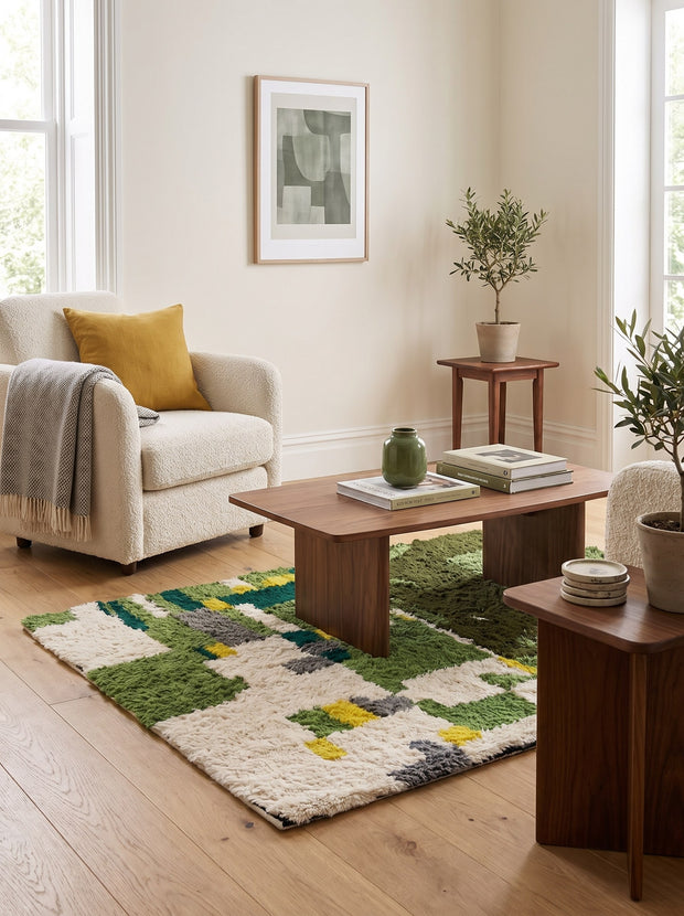 Tapis berbère coloré vert - Zegzel