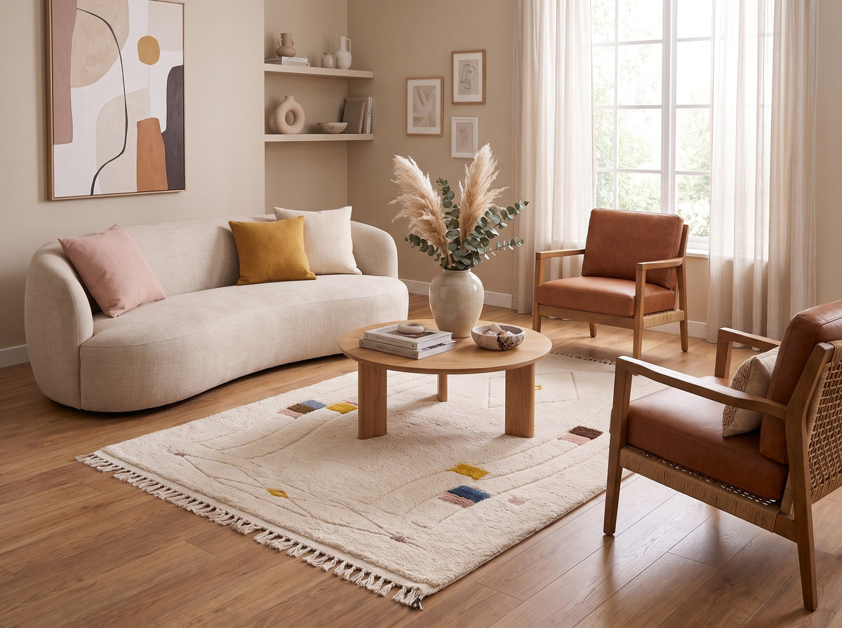 Style déco : intérieur de caractère. Ambiance : lumière naturelle. Pièce : salon