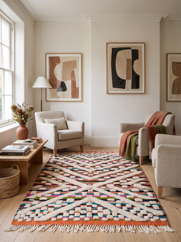 Tapis berbère graphique multicolore - Yebrir
