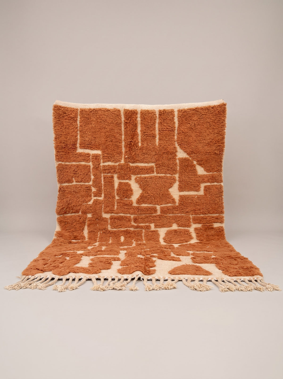 Graphic terracotta Tinmel Berber rug, hanging, one of a kind, hand-knotted in Morocco
