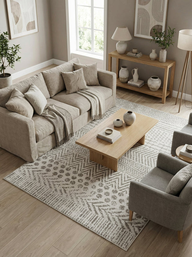 Berber Teppich Grau und Creme - Fidelia