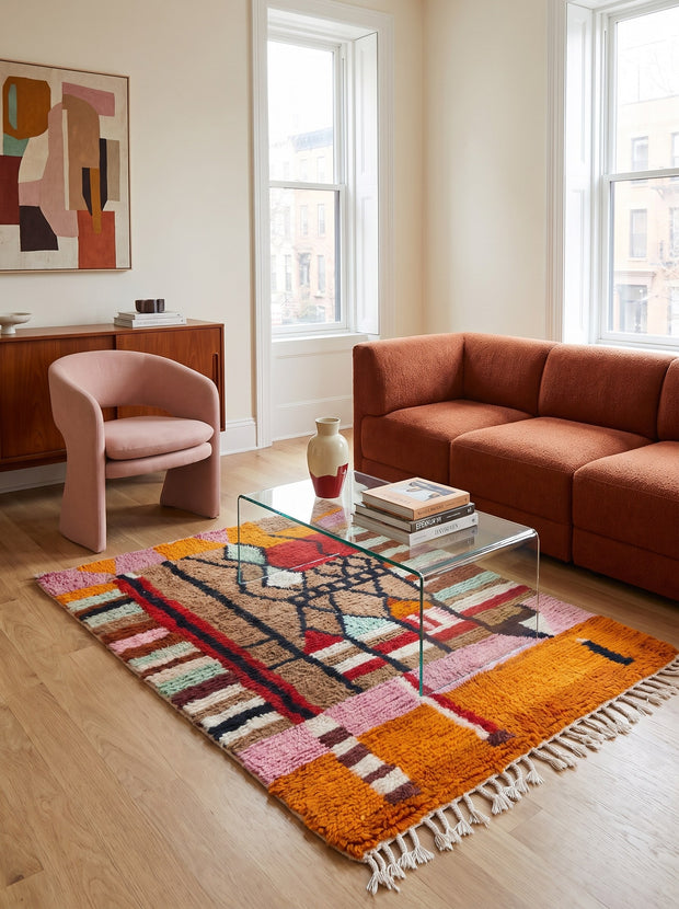 Tapis berbère style Boujad multicolore - Tifuraz
