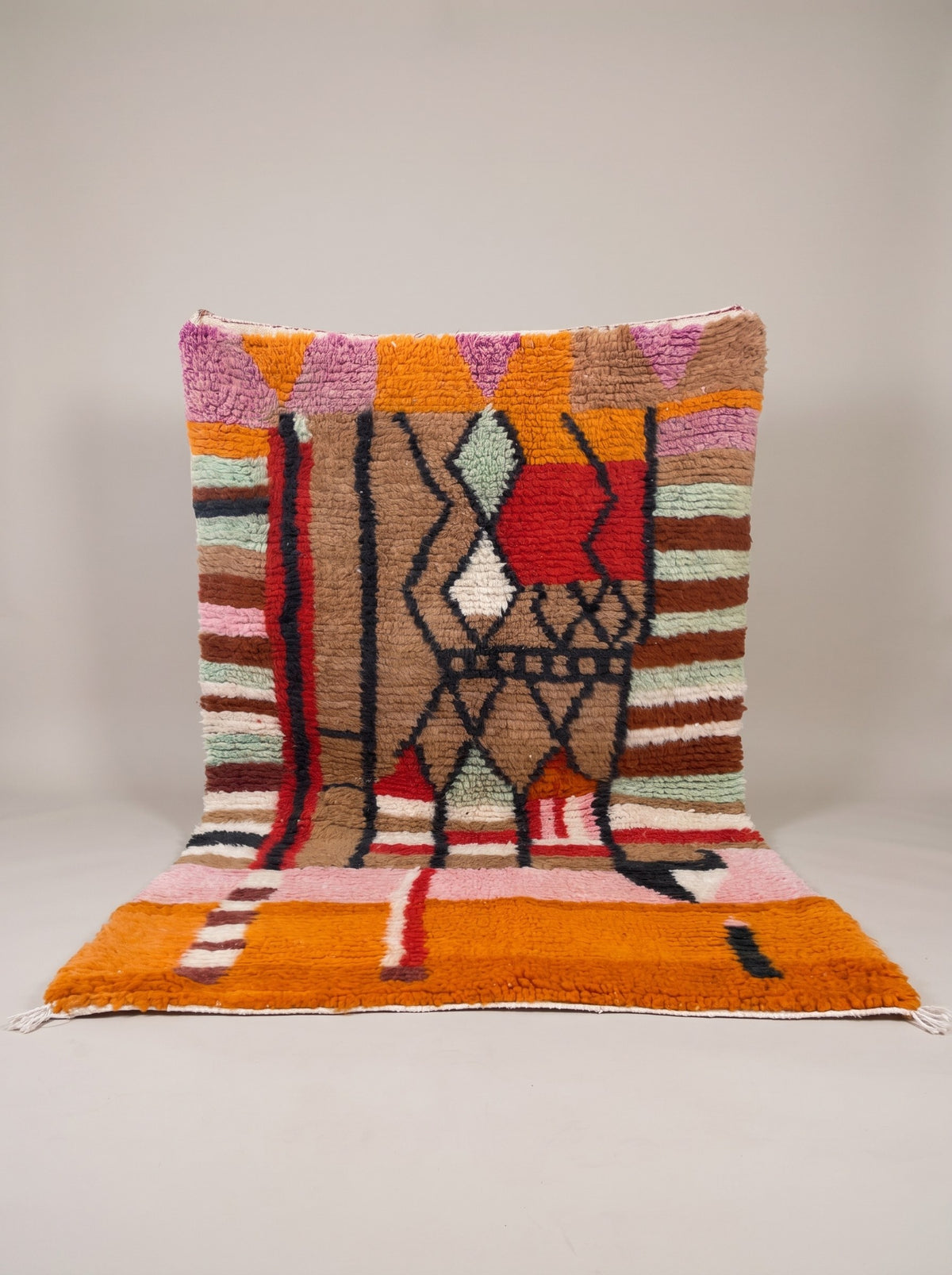 Multicoloured Tifuraz Berber rug, Boujad style, hanging, one of a kind, hand-knotted in Morocco