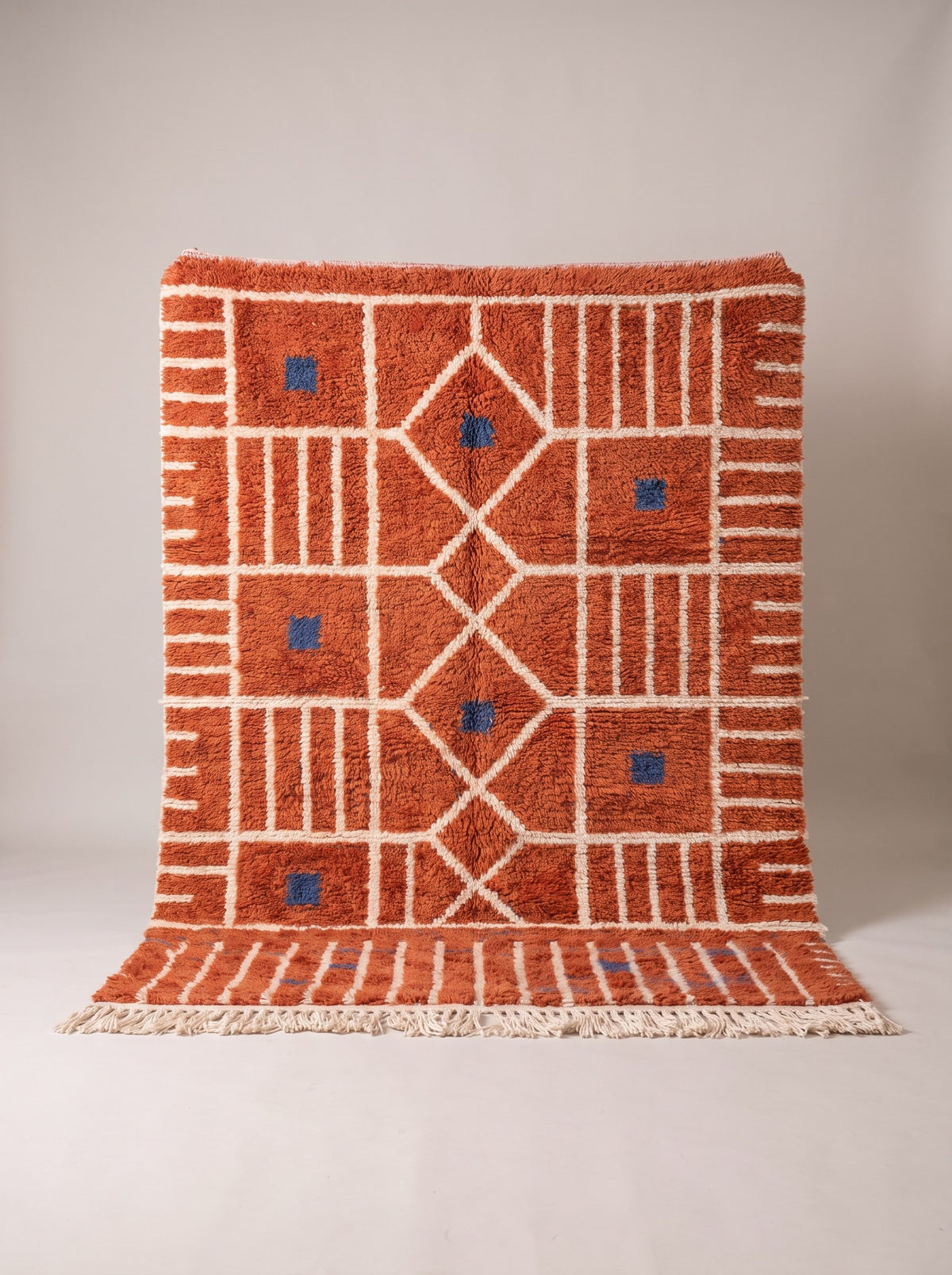 Tiznit Berber rug, Boujad style, in terracotta, hanging, one of a kind, hand-knotted in Morocco