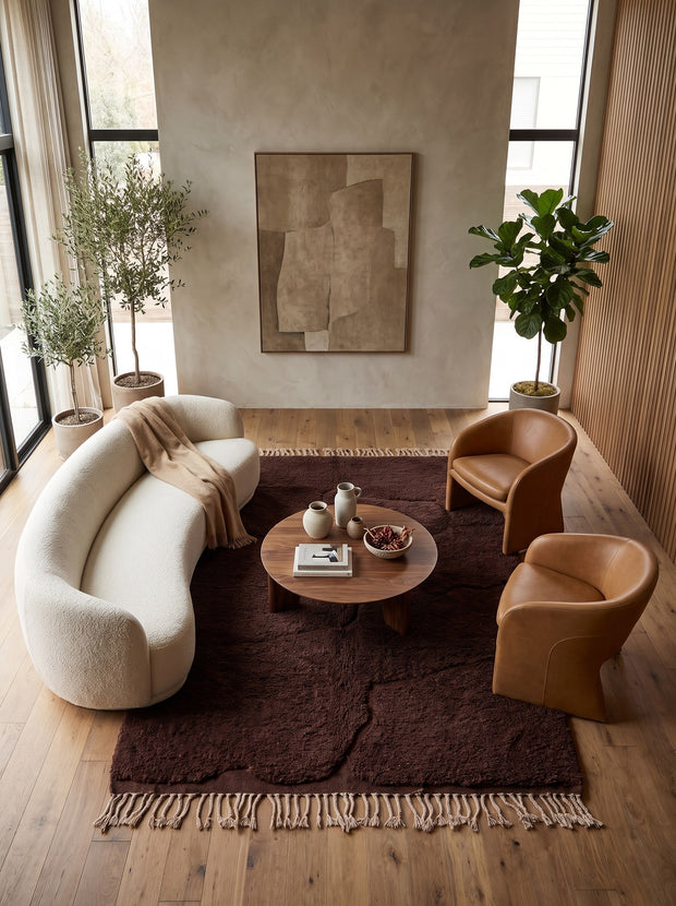 Tapis berbère style Mrirt marron chocolat - Boulemane