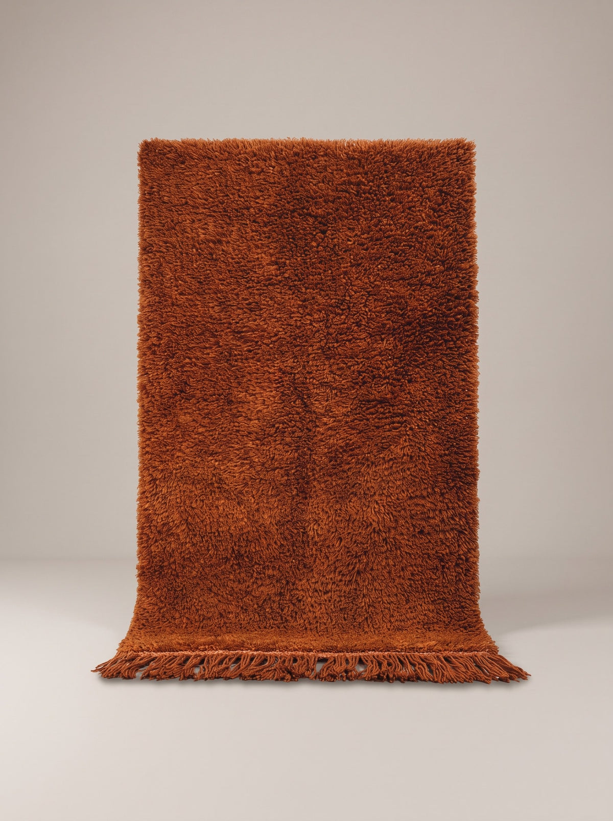 Hagounia plain terracotta Berber rug, hanging, one of a kind, hand-knotted in Morocco