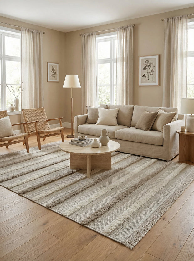 Hoogpolig vloerkleed Boho Zand - Tavola