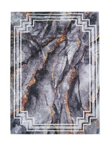 Tapis d'Entrée Moderne Gris foncé et Or - Terrazzo