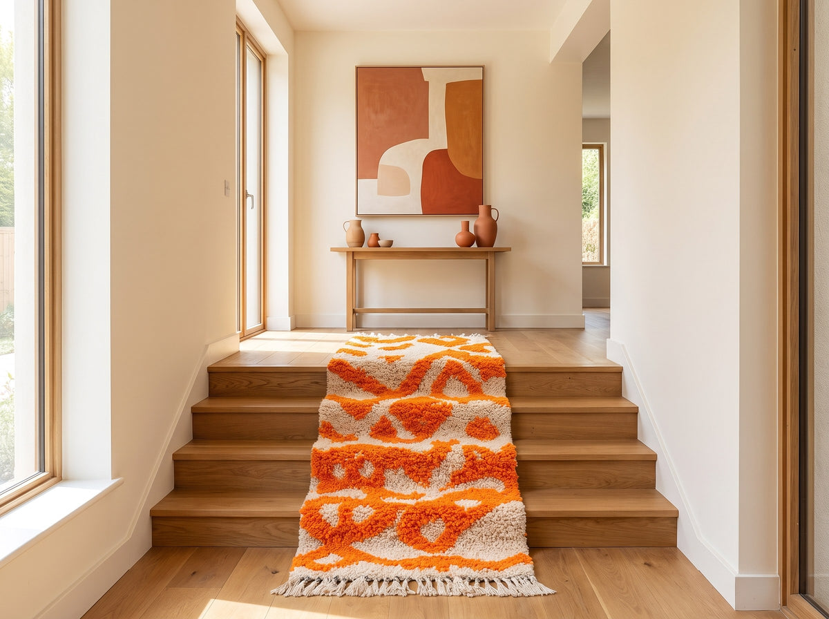 Style déco : intérieur de caractère. Ambiance : lumière naturelle. Pièce : escalier