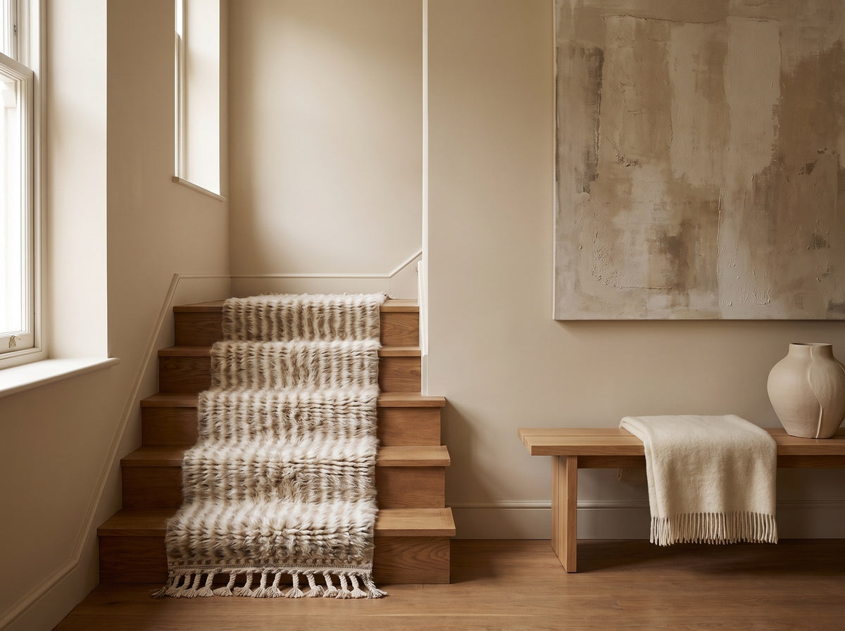 Style déco : intérieur de caractère. Ambiance : lumière naturelle. Pièce : escalier