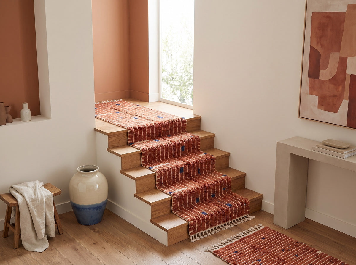 Style déco : intérieur de caractère. Ambiance : lumière naturelle. Pièce : escalier