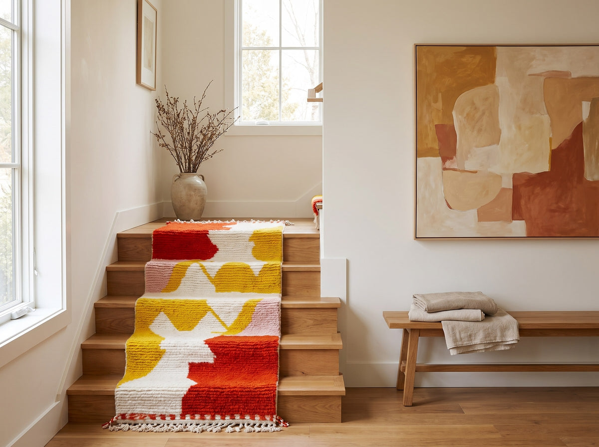 Style déco : intérieur de caractère. Ambiance : lumière naturelle. Pièce : escalier