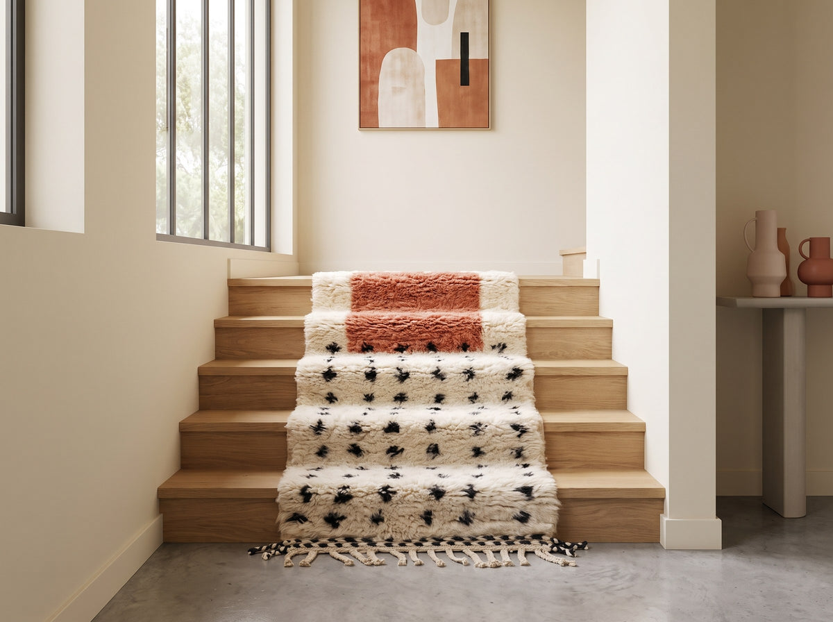 Style déco : intérieur de caractère. Ambiance : lumière naturelle. Pièce : escalier